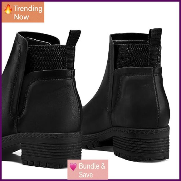 Women's Platform Chelsea Boots Slip On Elastic Gore Lug Sole Ankle Booties - Picture 5 of 8